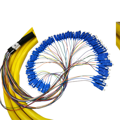 विभिन्न कनेक्टर के साथ एफटीटीएच 64 कोर यूनिट्यूब पीले फाइबर पैच केबल्स