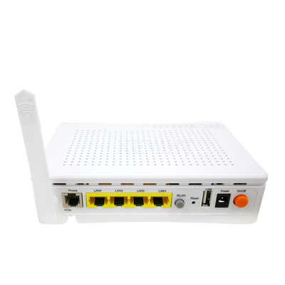 KEXINT Wi-Fi 4GE 2POTS GEPON ONU राउटर सफ़ेद अंग्रेज़ी सॉफ़्टवेयर नेटवर्क 1 SC UPC PON पोर्ट