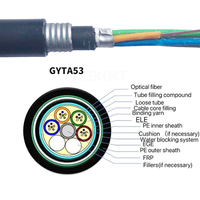 GYTA53 2-144 करोड़ फाइबर ऑप्टिकल केबल KEXINT FTTH G.652D मल्टीट्यूब आर्मर्ड स्ट्रैंडेड