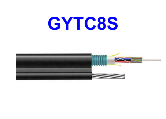 GYTC8S आउटडोर फाइबर ऑप्टिक आर्मर्ड केबल स्टील वायर सेल्फ सपोर्टिंग टेलीकॉम डेडिकेटेड ओवरहेड