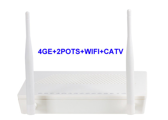 ईथरनेट 4 गीगाबिट GEPON ONU 1 USB 4GE 2POTS वाईफ़ाई CATV सपोर्ट IPv4 और IPv6 डुअल स्टैक