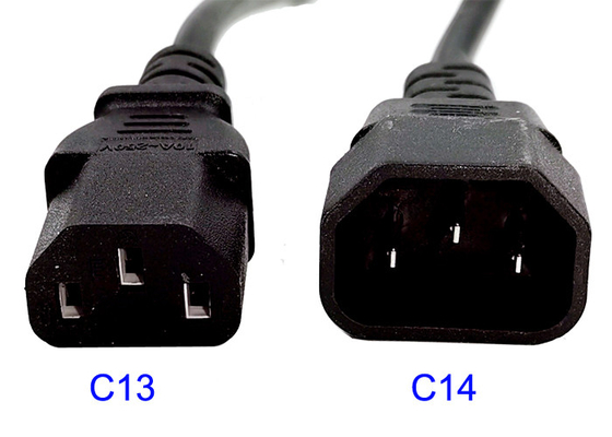 C13 C14 पावर कॉर्ड कॉपर लैन केबल 1.5m ब्लैक 18AWG C19 C20 PDU IEC320 प्रमाणित